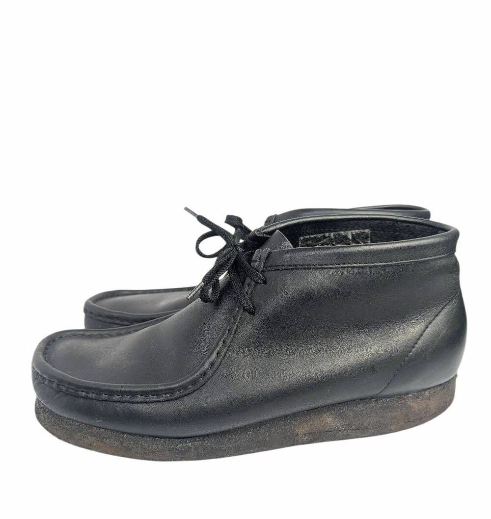 Clarks originals wallabee black leather moccasin crepe sole lace up boot mens 11